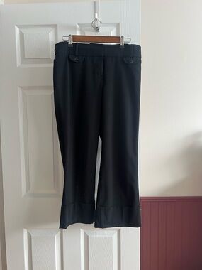 LOFT Black Cropped Wide-Leg Dress Pants